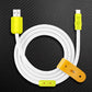 White USB-A to USB-C silicone cable with yellow connectors