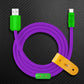 Purple and green USB-A to USB-C fast charging cable