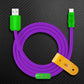 Purple and green USB-A to USB-C fast charging cable