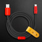 Black and red USB to Lightning charging cable