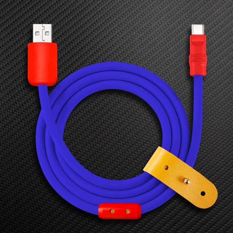 Blue and red USB-A to USB-C fast charging cable