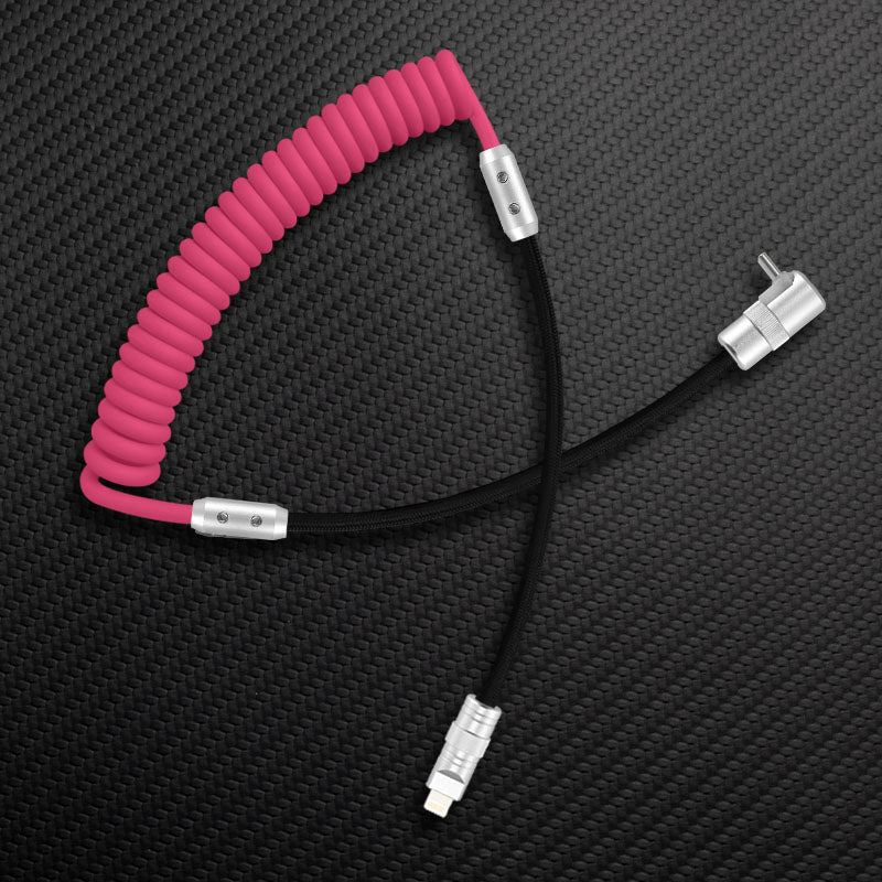 "Color-Blocked Chubby" 2-In-1 90° Elbow Spring Silicone Braided Cable