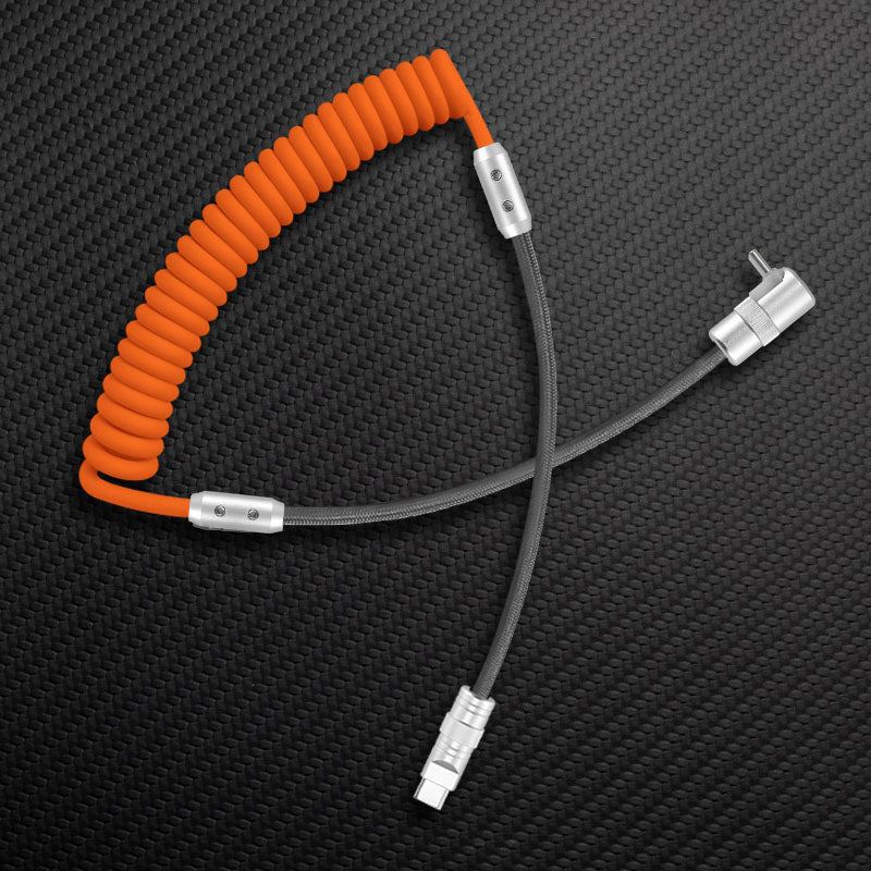 "Color-Blocked Chubby" 2-In-1 90° Elbow Spring Silicone Braided Cable