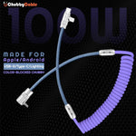 "Color-Blocked Chubby" 2-In-1 90° Elbow Spring Silicone Braided Cable