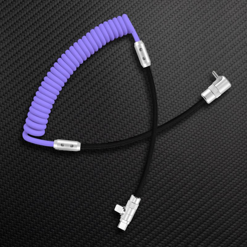 "Color-Blocked Chubby" 2-In-1 90° Elbow Spring Silicone Braided Cable