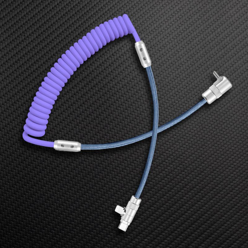 "Color-Blocked Chubby" 2-In-1 90° Elbow Spring Silicone Braided Cable