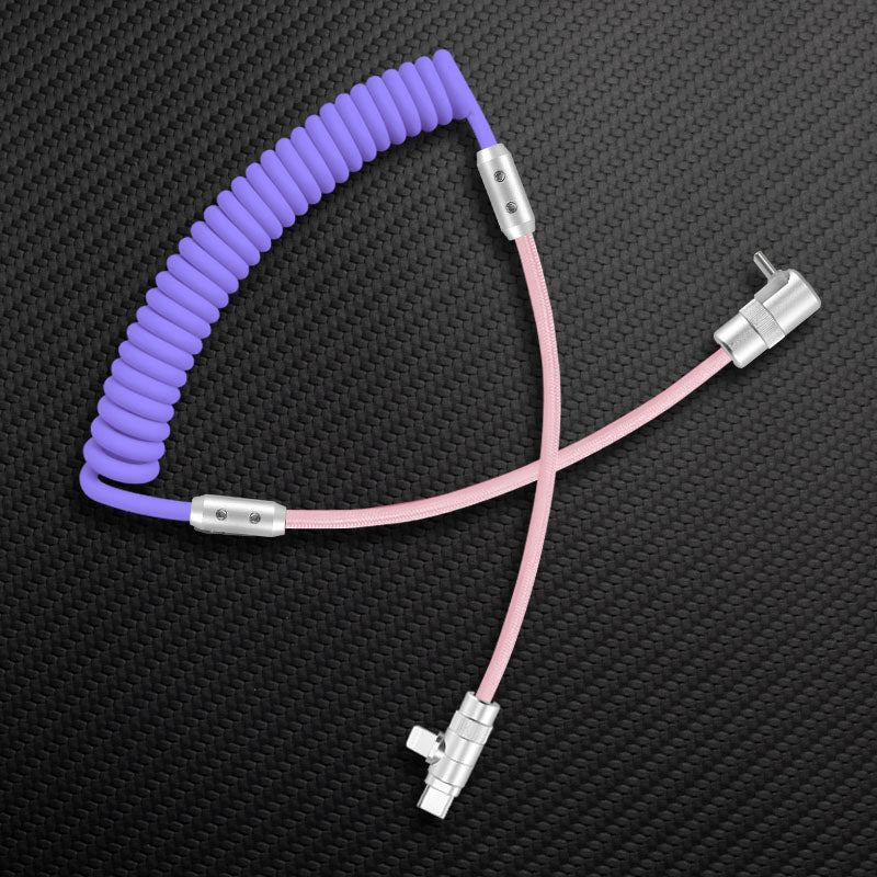 "Color-Blocked Chubby" 2-In-1 90° Elbow Spring Silicone Braided Cable