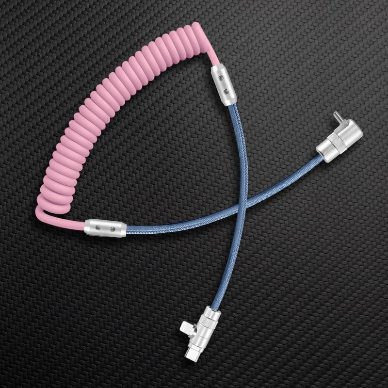 "Color-Blocked Chubby" 2-In-1 90° Elbow Spring Silicone Braided Cable