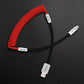 Red coiled USB-A to Lightning cable