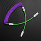 Purple coiled and green straight USB-C to USB-C cable