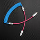 ChubbyCable coiled USB-C to Lightning cable in blue and pink