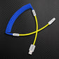 ChubbyCable coiled USB-A to USB-C cable in blue and yellow