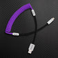 Purple and black coiled USB-A to Lightning cable