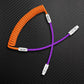 Orange and purple coiled USB-C to USB-C cable