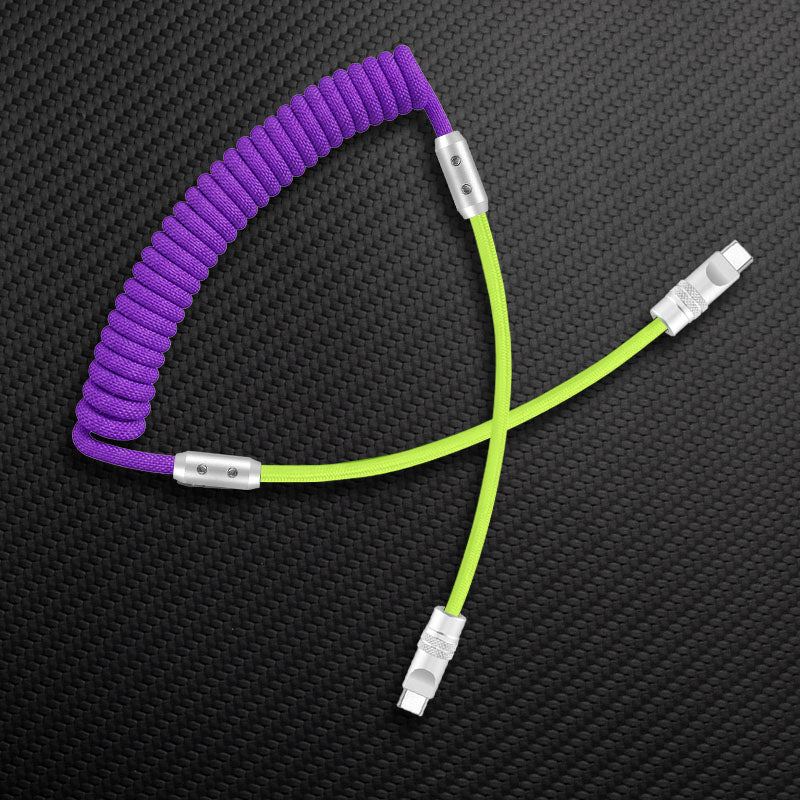 Purple coiled USB-C to USB-C charging cable