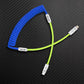 Blue and neon green coiled USB-C to USB-C cable