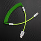 Green coiled Lightning to USB-A cable