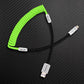 Green and black coiled Lightning to USB-A cable