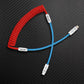 Red coiled cable with blue extension, Lightning connector