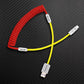 Red coiled cable with yellow extension, USB-C connector