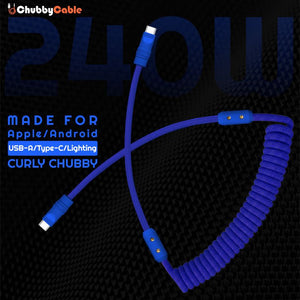 Blue curly fast charging cable