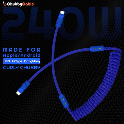 Blue curly fast charging cable