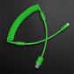 Green coiled aviator cable USB to USB-C