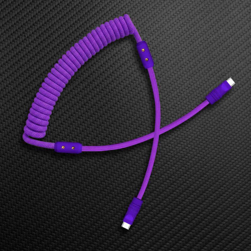 Coiled purple mechanical keyboard cable Type-C to Type-C