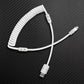 White coiled aviator cable USB to Lightning