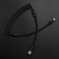 Coiled black mechanical keyboard cable USB to Lightning