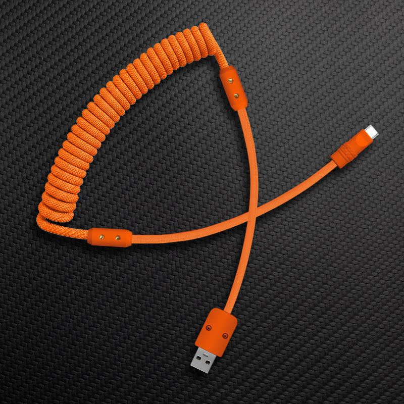 Orange coiled aviator cable USB to USB-C