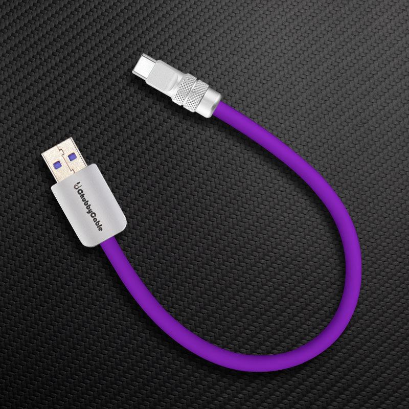 ChubbyCable short purple USB-A to USB-C charging cable