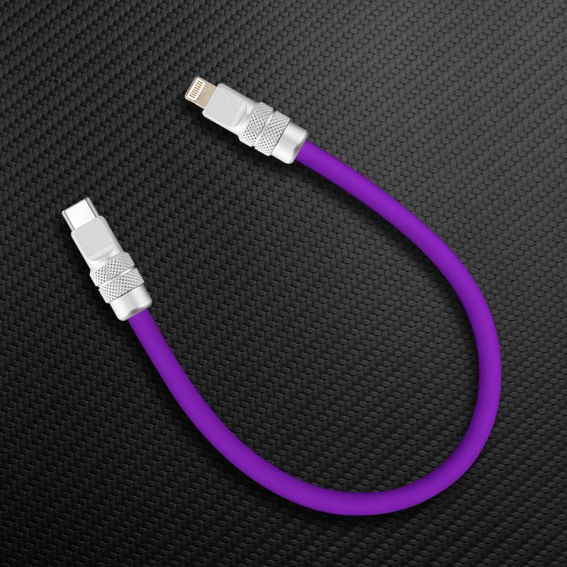 Purple short USB-C to Lightning ChubbyCable charging cable
