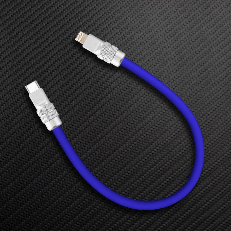 Blue USB-C to Lightning charging cable