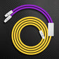 Purple and yellow dual-connector charging cable with USB-C ends.