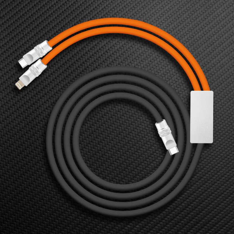 Orange and dark grey dual charging cable