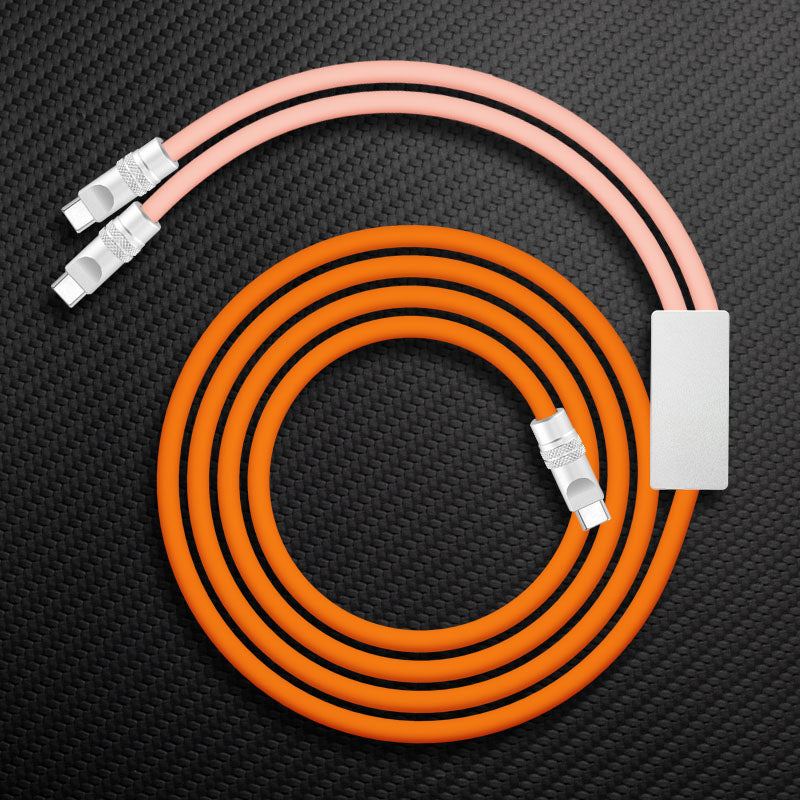Peach and orange dual charging cable