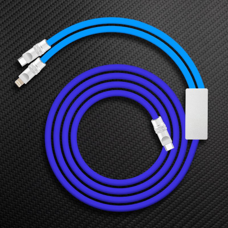 Light blue and dark blue multi-cable charging cord