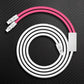 Pink and white dual-connector charging cable with USB-C ends.