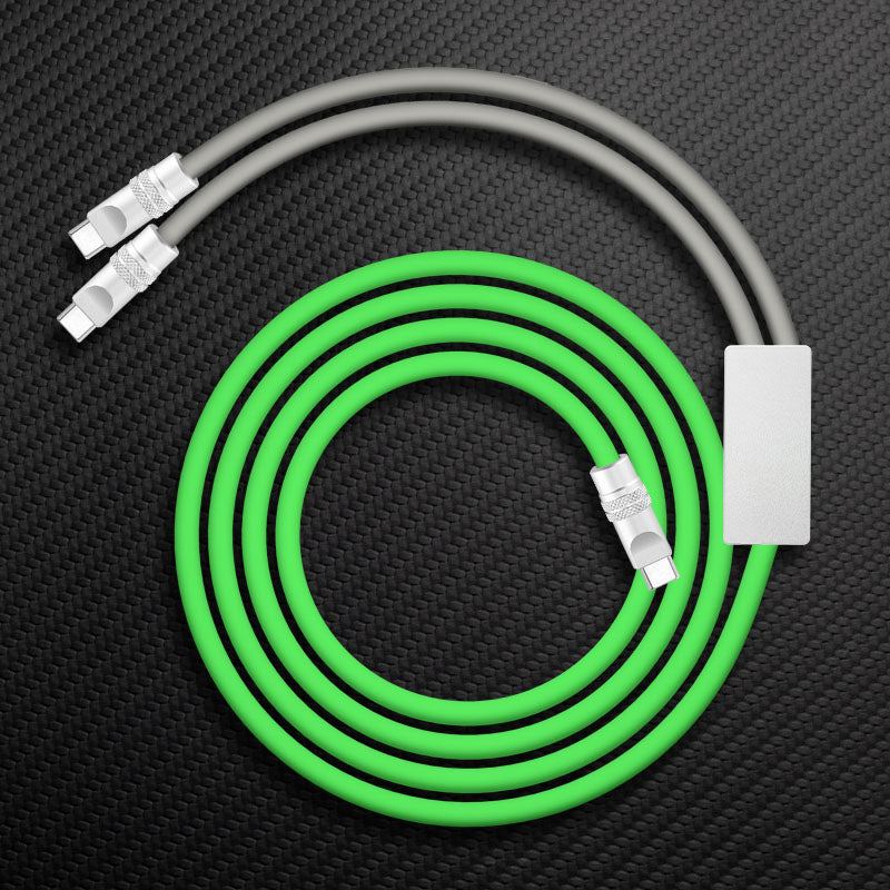 Grey and neon green dual charging cable