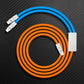 Blue multi-cable charging cord with orange coil