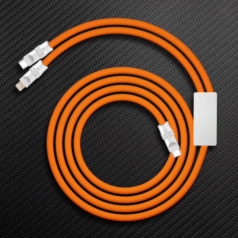 Bright orange dual output charging cable