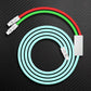 Red and green multi-cable charging cord with mint coil