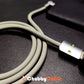 Grey silicone fast charging cable with durable metal connector housing