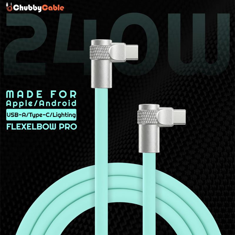 ChubbyCable 240W FlexElbow Pro fast charging cable in mint green