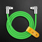 Green coiled fast-charging cable with dual 90-degree right-angle Type-C connectors.