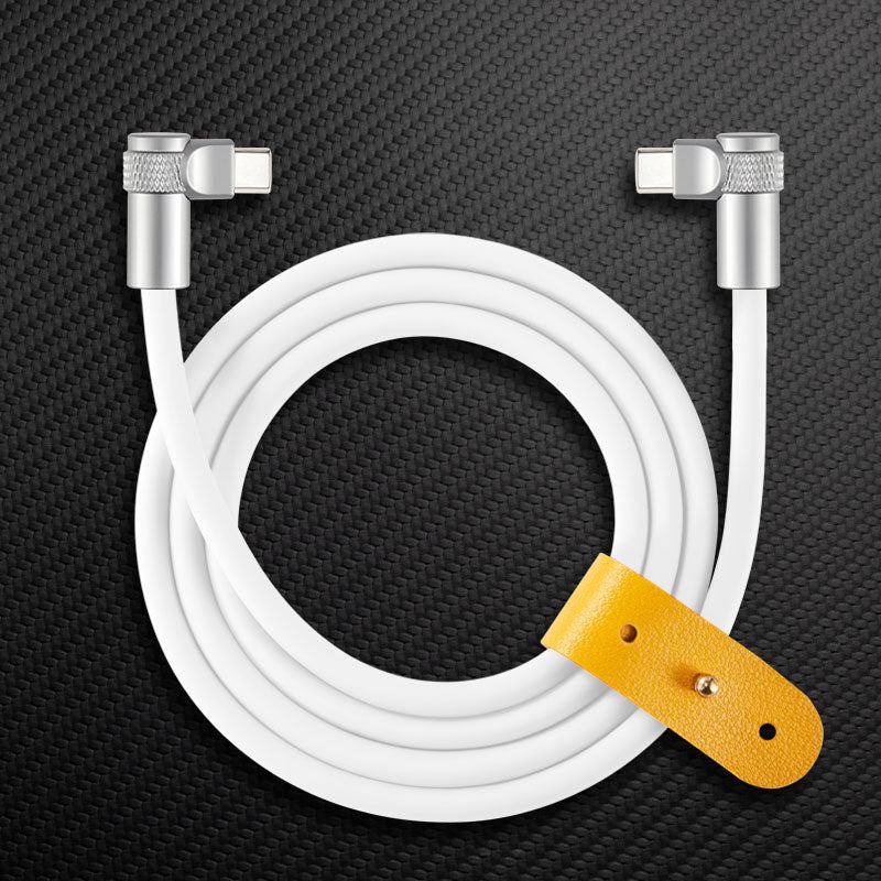 White right angle USB-C to Lightning charging cable