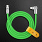Green durable fast-charging cable with straight and 90-degree right-angle Type-C tips.