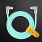 Mint green right angle USB-C to Lightning cable with yellow strap