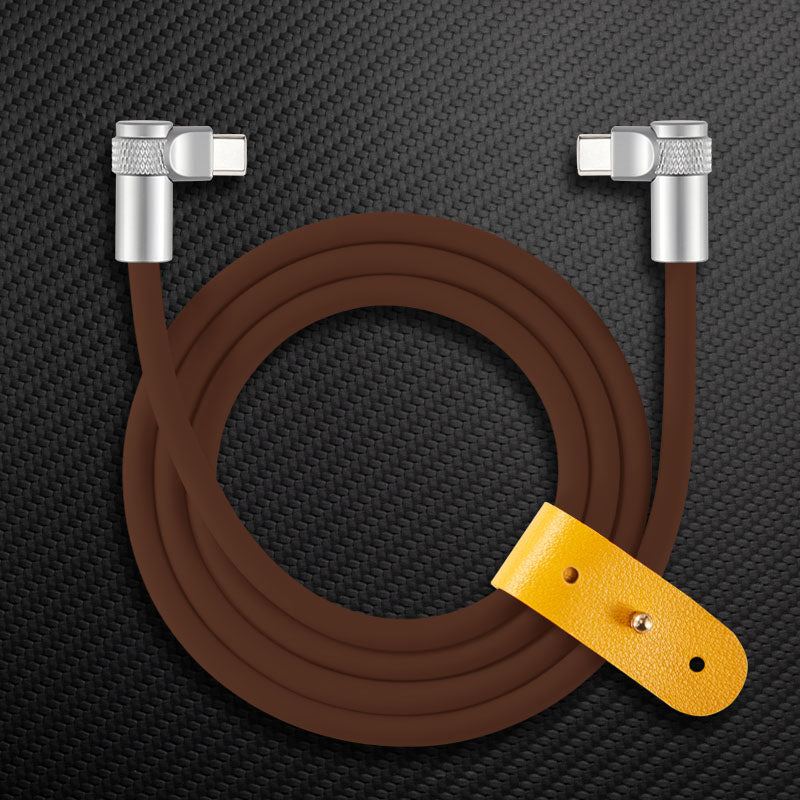 Brown right angle USB-C to Lightning data cable